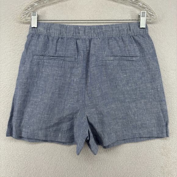 C&C CALIFORNIA Shorts S 100% Linen Chambray Elastic Waist Coastal Boho Blue NEW - Picture 3 of 16